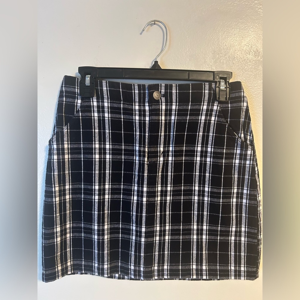 Soft Grunge Black Plaid Dark Academia Mini Skirt Punk Show Gothic Pencil Skirt S